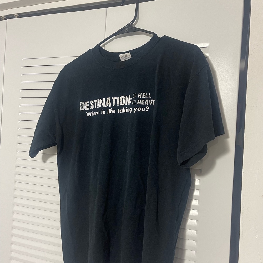 Black Short Sleeve Tee with Bold Text Design